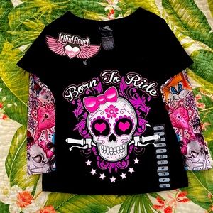 NWT Toddler Girls Tattoo Sleeve Shirt 2T